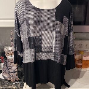 c womens Calvin Klein black 3/4 sleeve stretch plus size top 1X